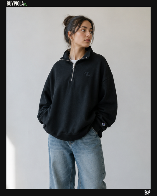 Champion Half-Zip Negro