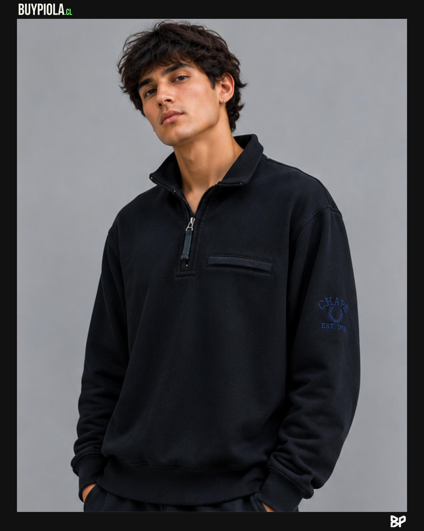 Chaps Half-Zip Negro