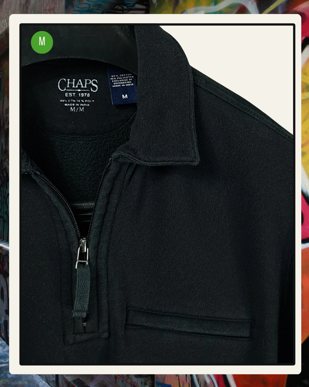 Chaps Half-Zip Negro