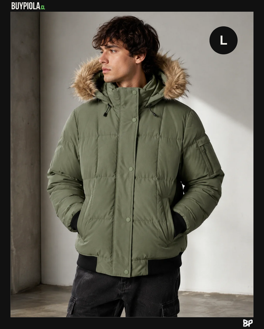 Woods Chaqueta Puffer Verde Oliva con Capucha