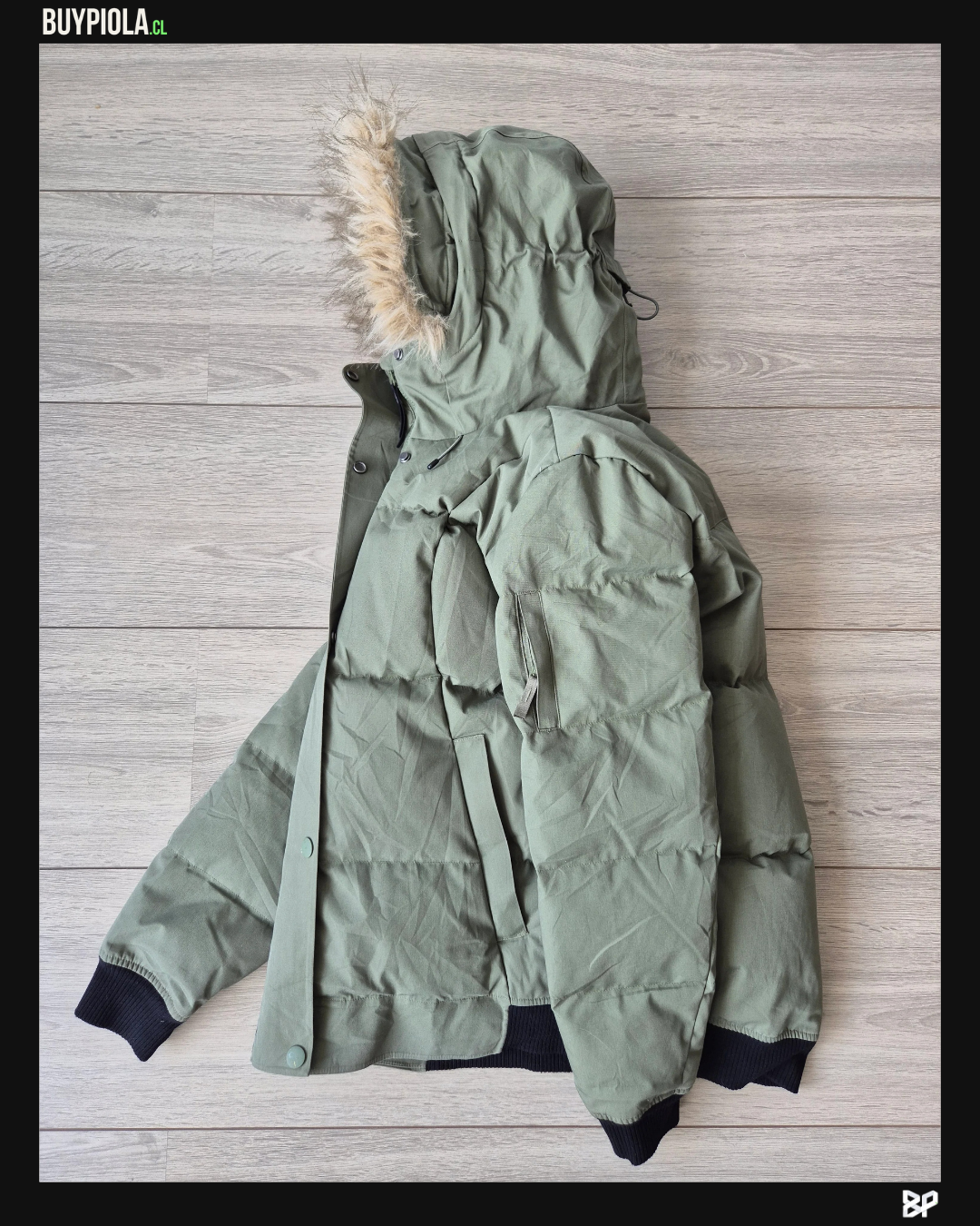 Woods Chaqueta Puffer Verde Oliva con Capucha