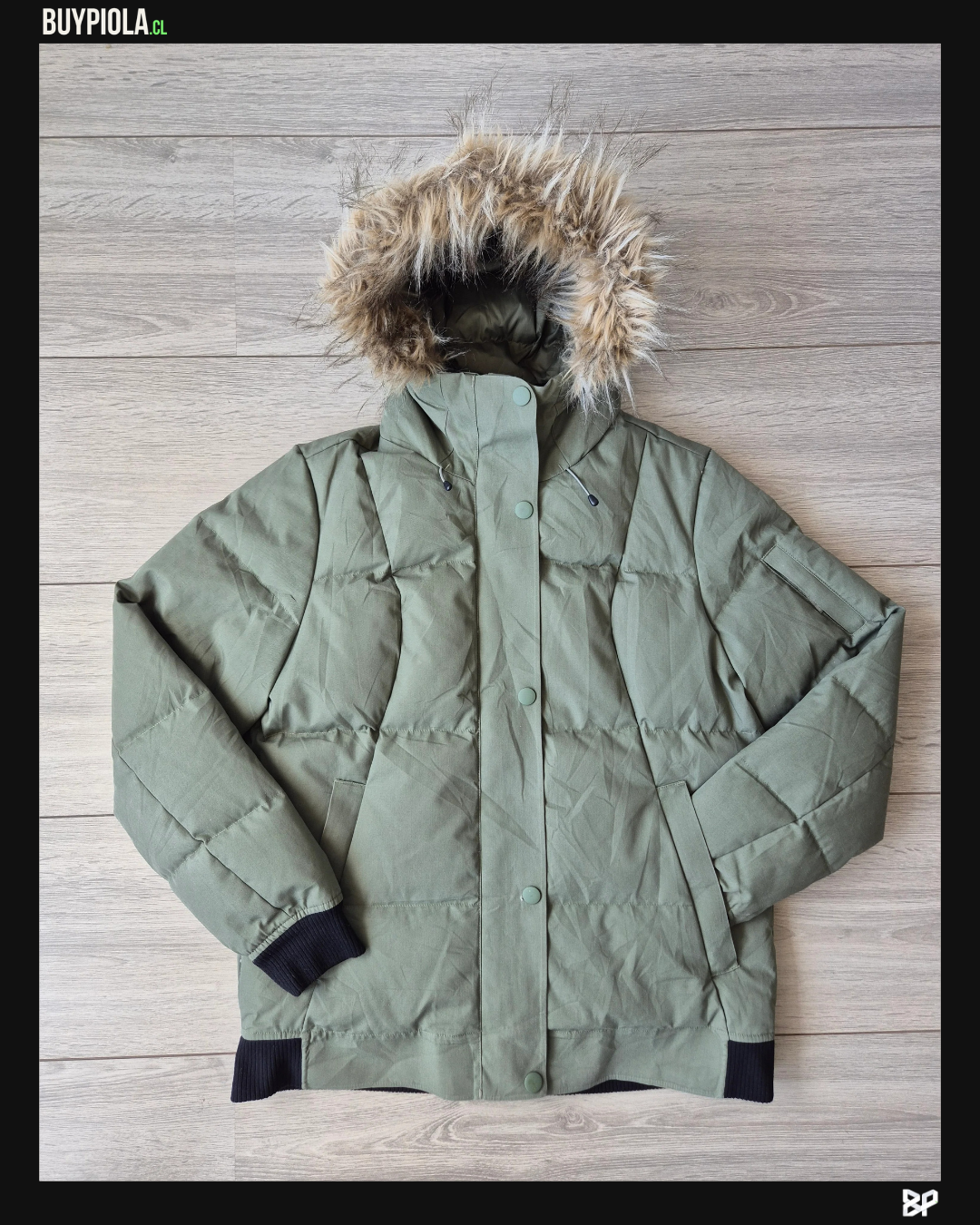 Woods Chaqueta Puffer Verde Oliva con Capucha