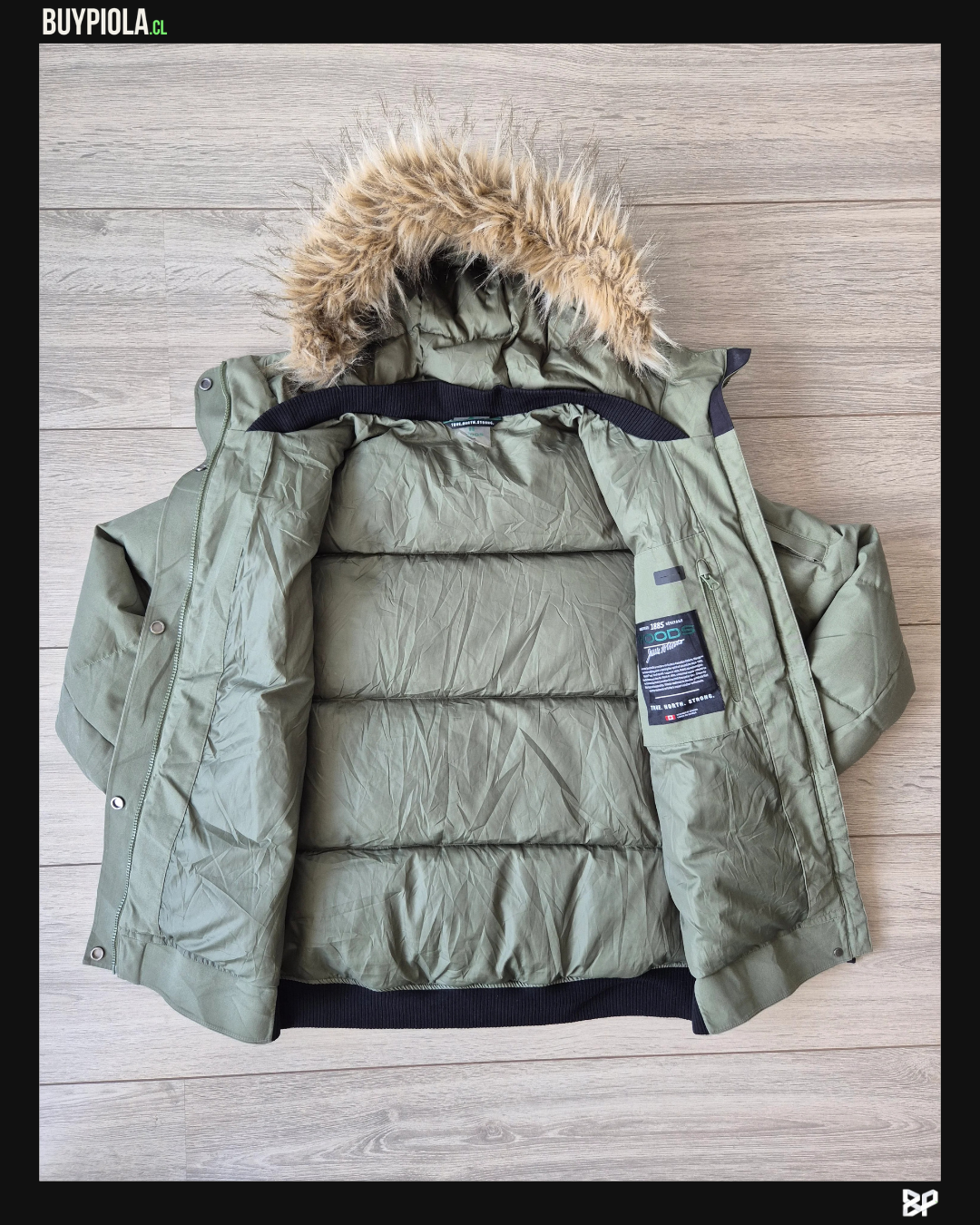 Woods Chaqueta Puffer Verde Oliva con Capucha