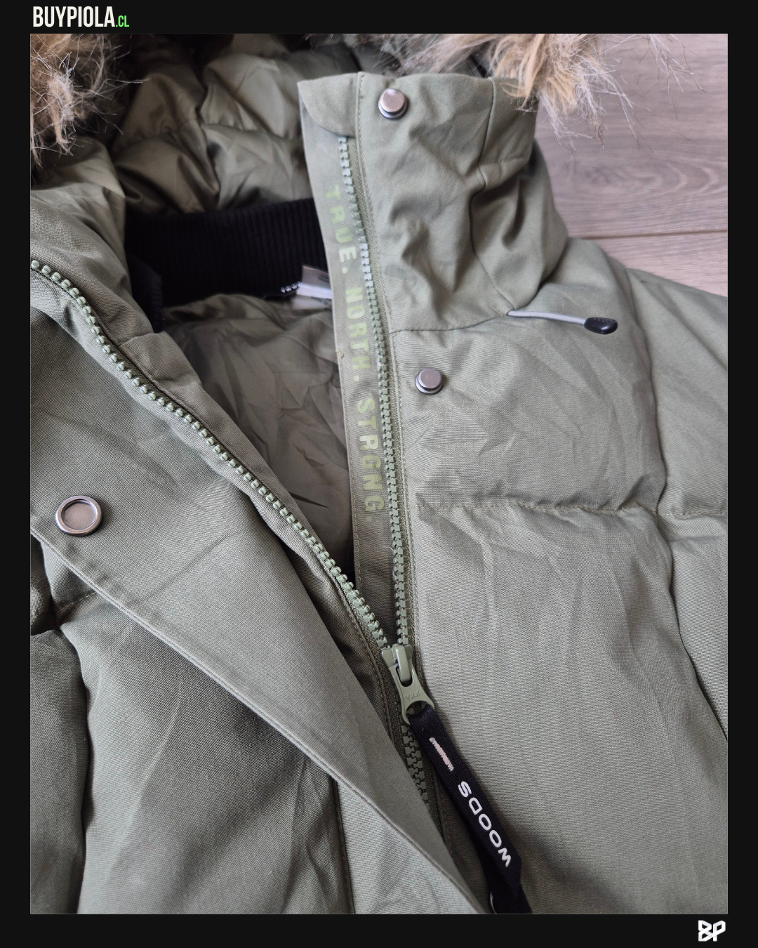 Woods Chaqueta Puffer Verde Oliva con Capucha